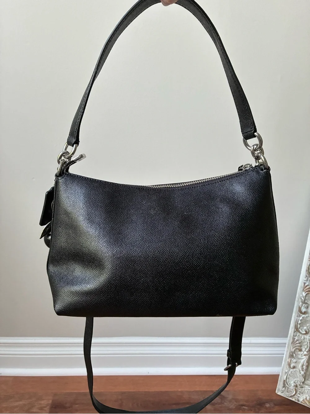 Coach Lewis Leather Crossbody Shoulder Bag, Black / Silver, 80058